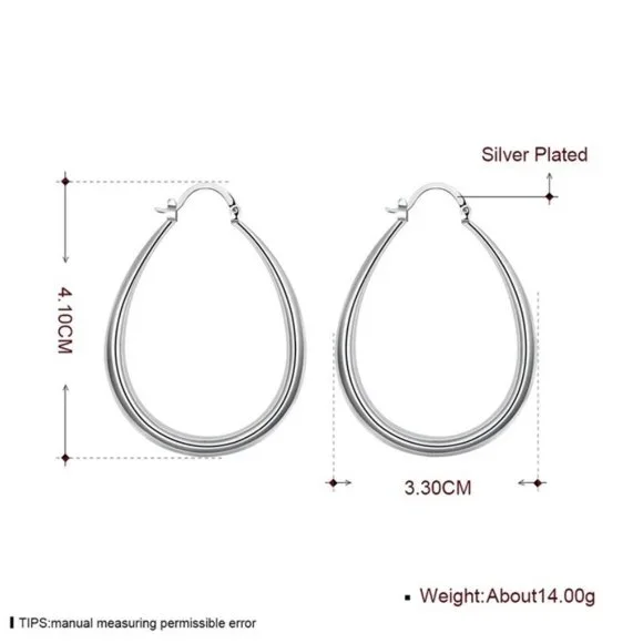 925 Sterling Silver Smooth Circle 41mm Hoop Earrings Lady Gift Charm Wedding - Picture 2 of 5
